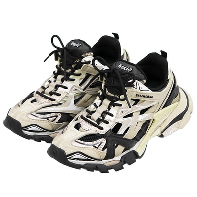 BALENCIAGA バレンシアガ スニーカー ダッド Track2 サイズ 42 メンズ BB ロゴ メッシュ x ラバー プラットフォーム 厚底 シューズ 靴 アイボリー ブラック 黒