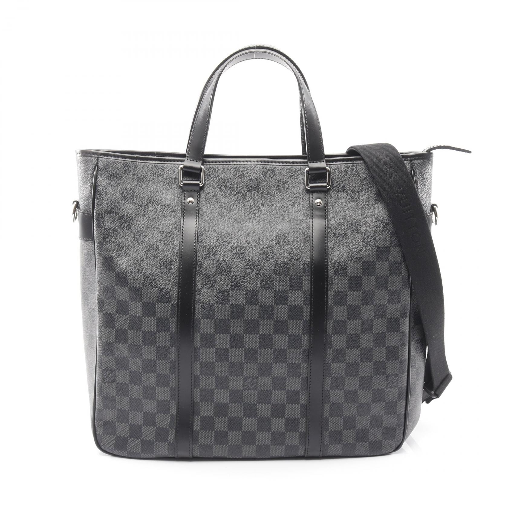 ルイ・ヴィトン LOUIS VUITTON タダオ トートバッグ バッグ PVCコーティングキャンバス レザー ダミエ・グラフィット メンズ ブラック系 N41259 【中古】