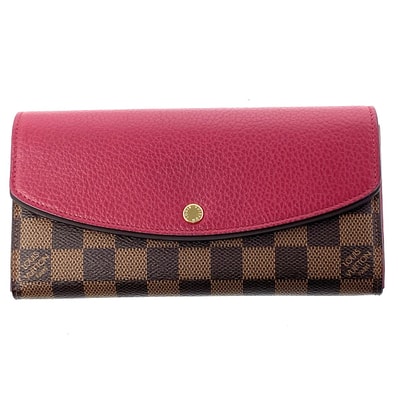 LOUIS VUITTON ルイ・ヴィトン ポルトフォイユ ノルマンディ 長財布 N60124 ダミエキャンバス ブラウン レッド レディース【中古】