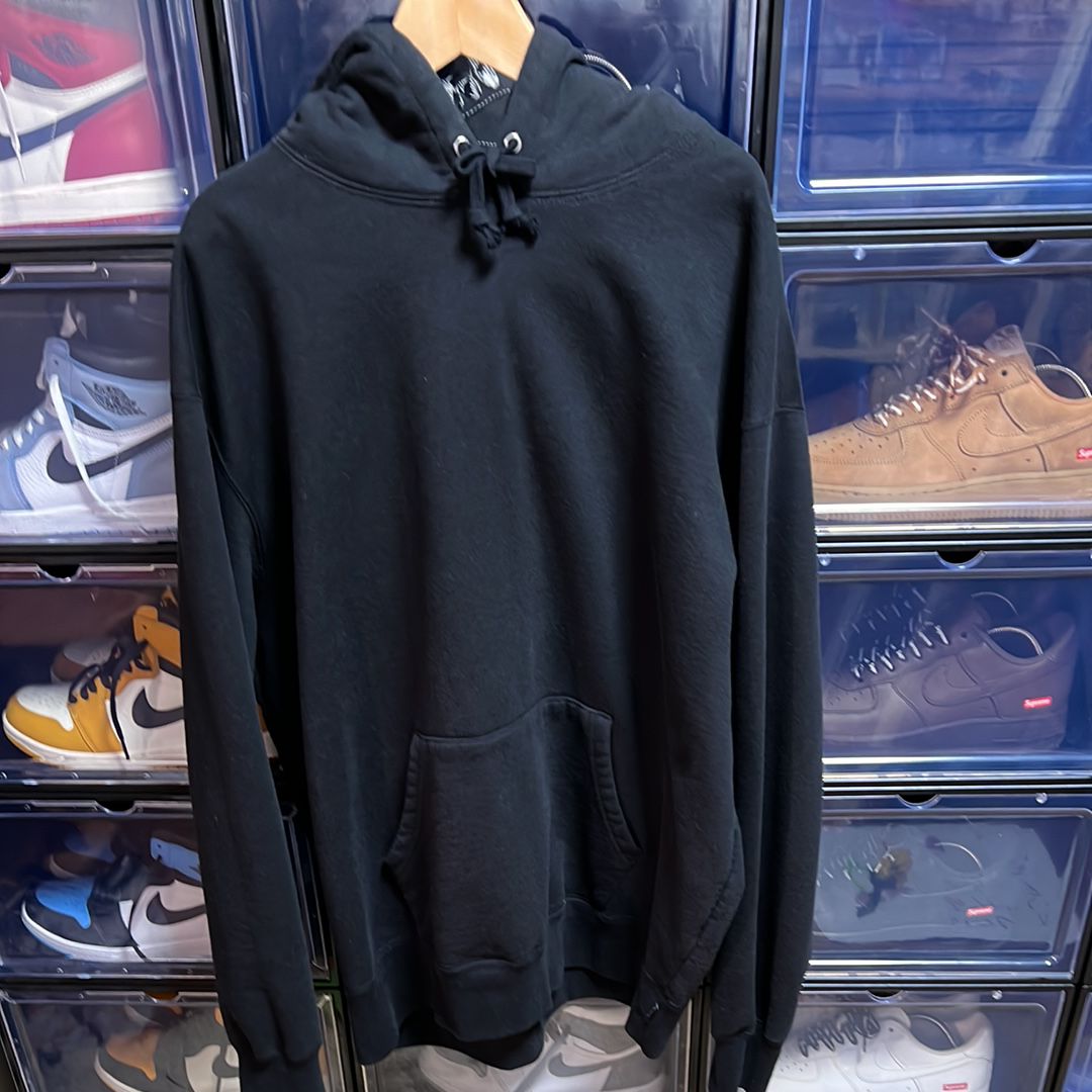 Supreme Satin Applique Hooded Sweatshirt "Black"
