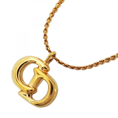 【6jdb0346-k】クリスチャンディオール ネックレス CDロゴ GPメッキ ゴールド【中古】レディース