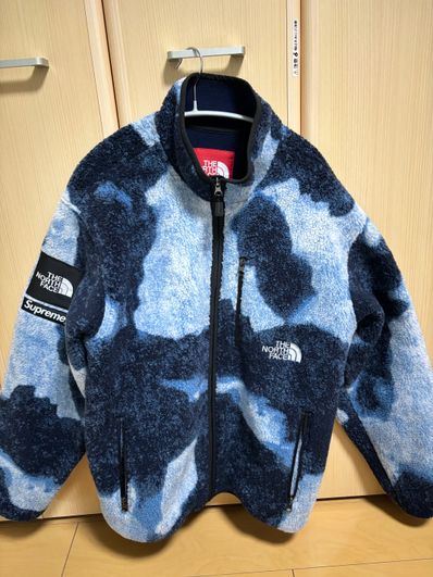 Supreme x The North Face Bleached Denim Print Fleece Jacket "Indigo"