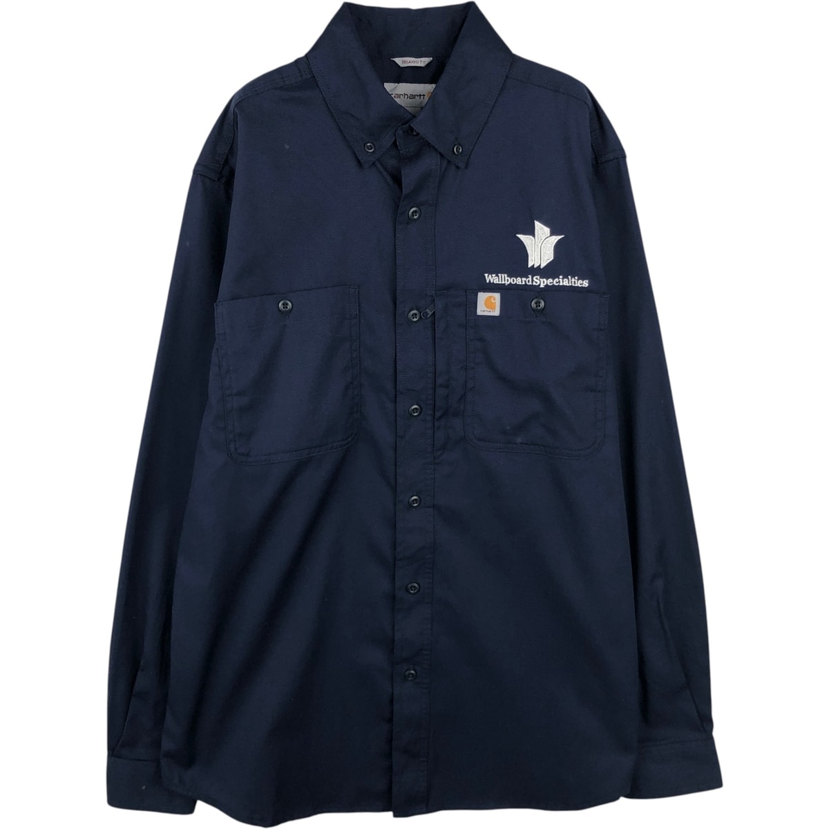 古着 カーハート Carhartt RELAXED FIT アドバタイジング 長袖 ボタンダウン ワークシャツ メンズM相当/eaa647643
