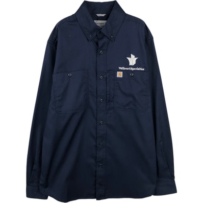 古着 カーハート Carhartt RELAXED FIT アドバタイジング 長袖 ボタンダウン ワークシャツ メンズM相当/eaa647643