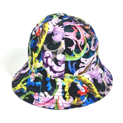 ヴェルサーチ VERSACE 総柄 ハット帽 帽子 バケットハット ボブハット ハット ポリエステル マルチカラー 美品