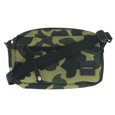 A BATHING APE アベイシングエイプ 001GDC201015X 1st ファースト カモ 猿迷彩 CORDURA コーデュラ ポーチ ショルダー バッグ グリーン系 カーキ系 ブラック系【中古】