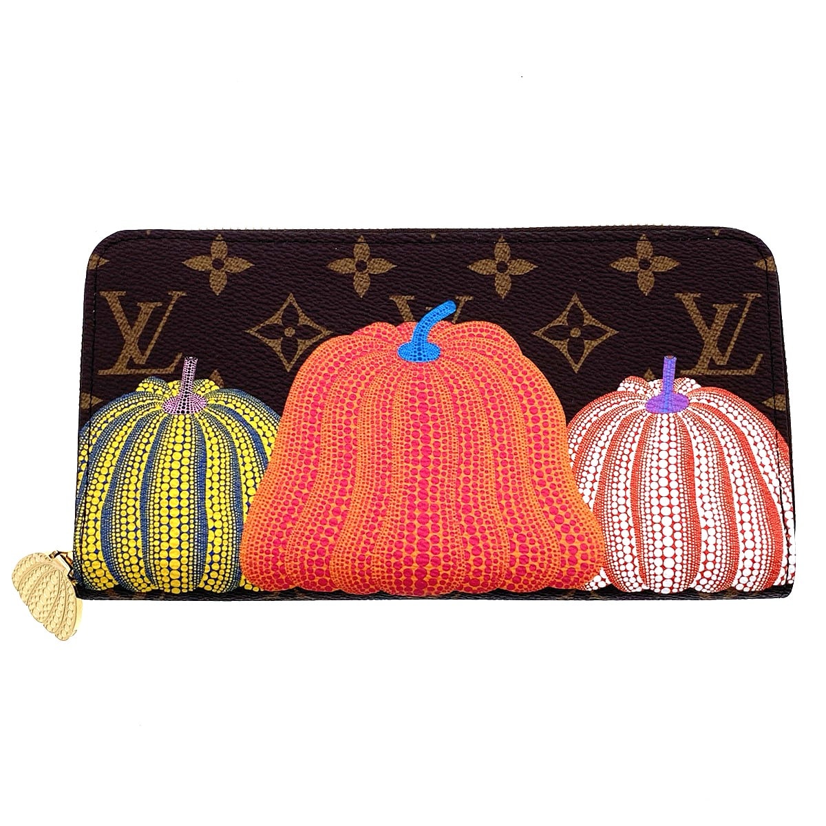 【値下げ】LOUIS VUITTON ルイ・ヴィトン LV×YK ジッピー ウォレット パンプキン 長財布 M82106 モノグラム ブラウン ピンク  レディース【中古】