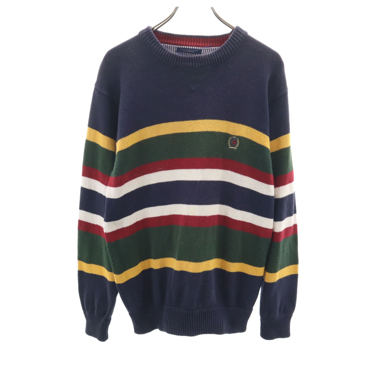 TOMMY HILFIGER トミーヒルフィガー 90s オールド ボーダー柄 長袖 ニット S ネイビー