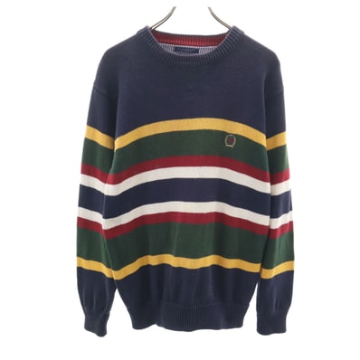 TOMMY HILFIGER トミーヒルフィガー 90s オールド ボーダー柄 長袖 ニット S ネイビー