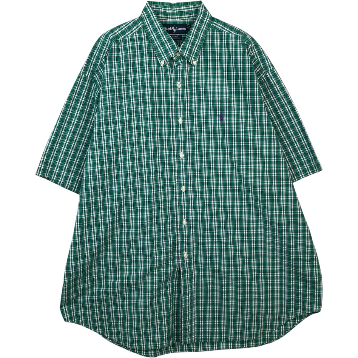 古着 ラルフローレン Ralph Lauren BLAKE 半袖 ボタンダウン チェックシャツ メンズXL相当/eaa641145