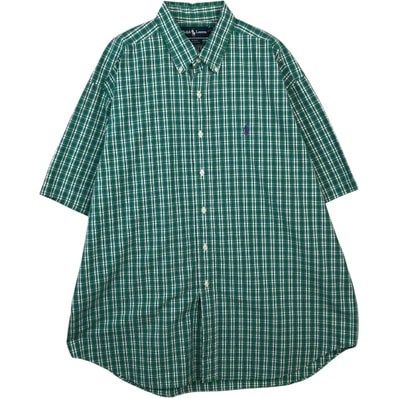 古着 ラルフローレン Ralph Lauren BLAKE 半袖 ボタンダウン チェックシャツ メンズXL相当/eaa641145
