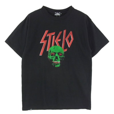 HYSTERIC GLAMOUR ヒステリックグラマー 18AW 02183CT30 Stie-lo DEATH SONG TSUYOSHI NOGUCHI 野口強 グラフィックプリント Tシャツ 半袖カットソー ブラック系 S【中古】