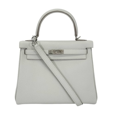 HERMES エルメス ショルダーバッグ ケリー25 内縫い グリスパール (グリペール/パールグレー) トゴ シルバー金具 U刻印 新品同様【中古】
