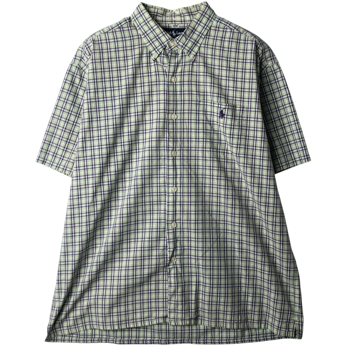 古着 ラルフローレン Ralph Lauren GREGGOR 半袖 ボタンダウン チェックシャツ ボックスシャツ メンズL相当/eaa643926