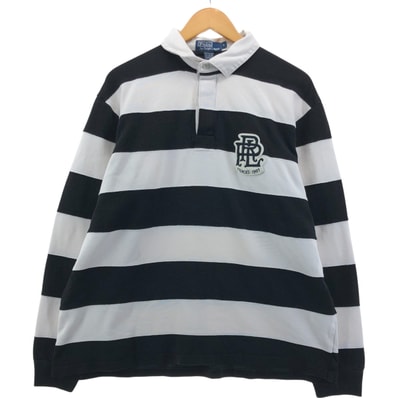 古着 ラルフローレン Ralph Lauren POLO by Ralph Lauren ボーダー柄 長袖 ラガーシャツ メンズL相当/eaa538021