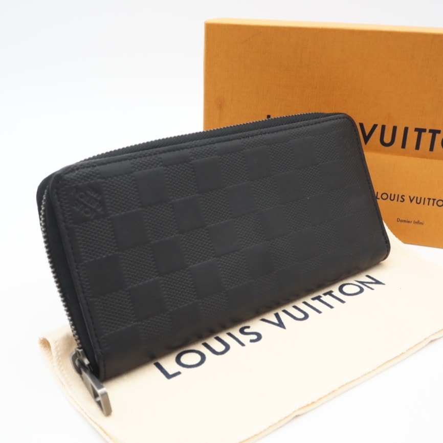 美品 LOUIS VUITTON ルイ・ヴィトン ダミエ アンフィニ ジッピーウォレットヴェルティカル オニキス N63548 長財布 ブラック レザー メンズ