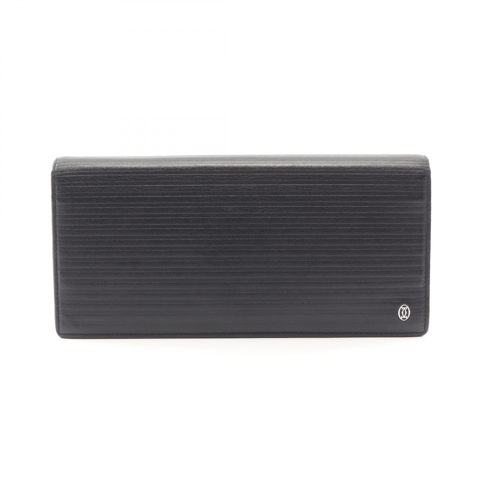 カルティエ CARTIER パシャ 二つ折り長財布 財布 レザー メンズ ブラック系 【中古】