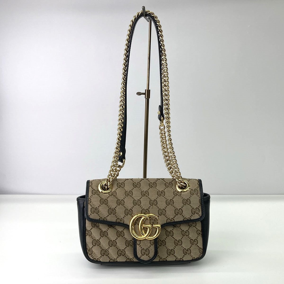 GUCCI グッチ GGマーモント ミニ バッグ ショルダーバッグ 446744 レザー ブラウン レディース【中古】