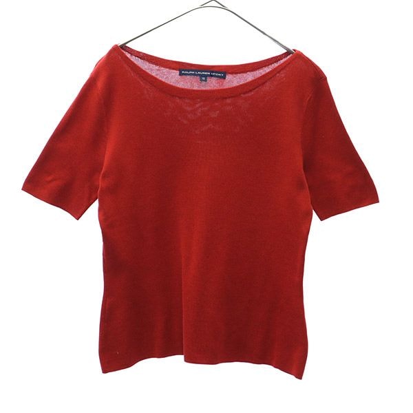 RALPH LAUREN SPORT ラルフローレンスポーツ 半袖 オフショルダー セーター 15 レッド ニット