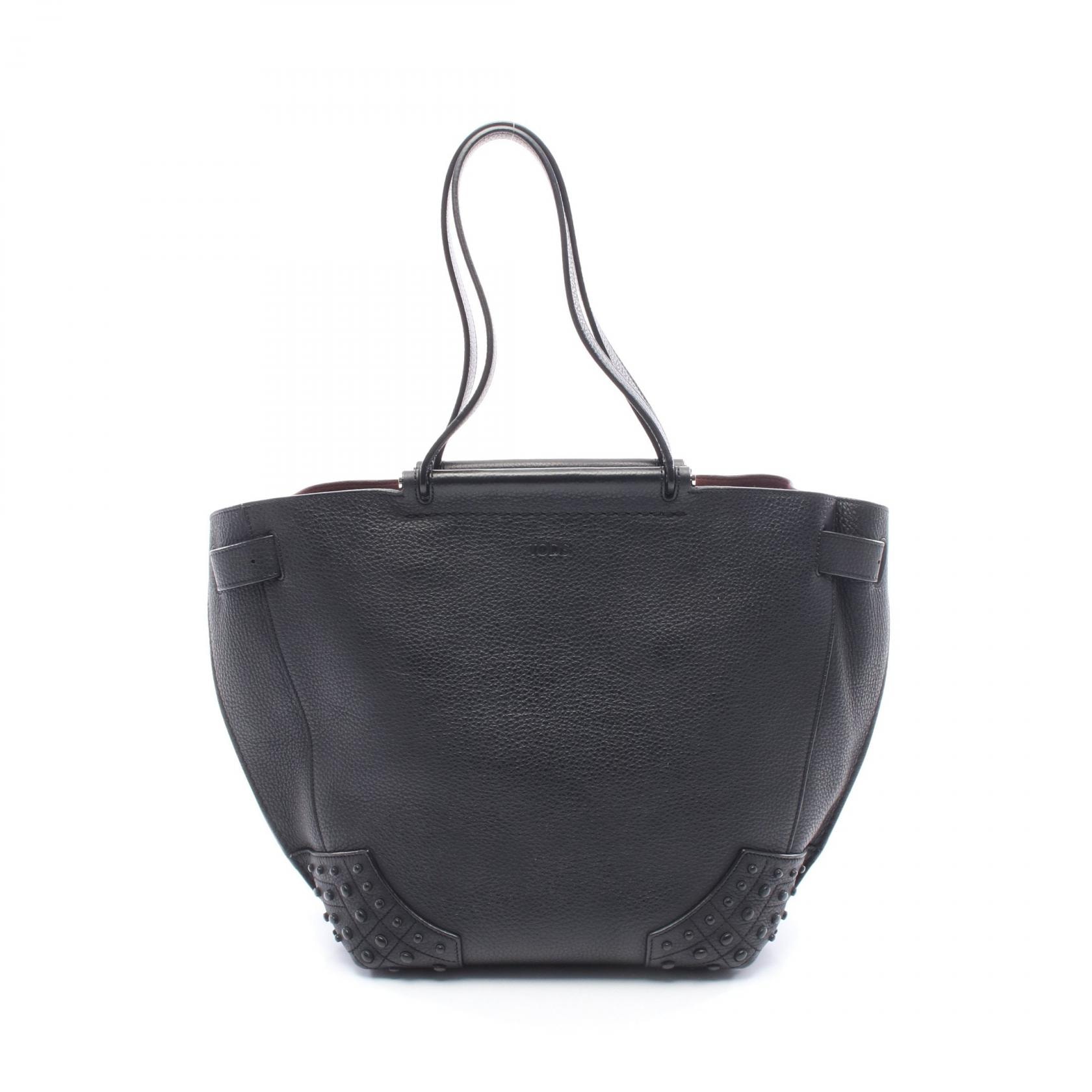 トッズ TOD'S ウェーブ トートバッグ バッグ レザー レディース ブラック系 【中古】