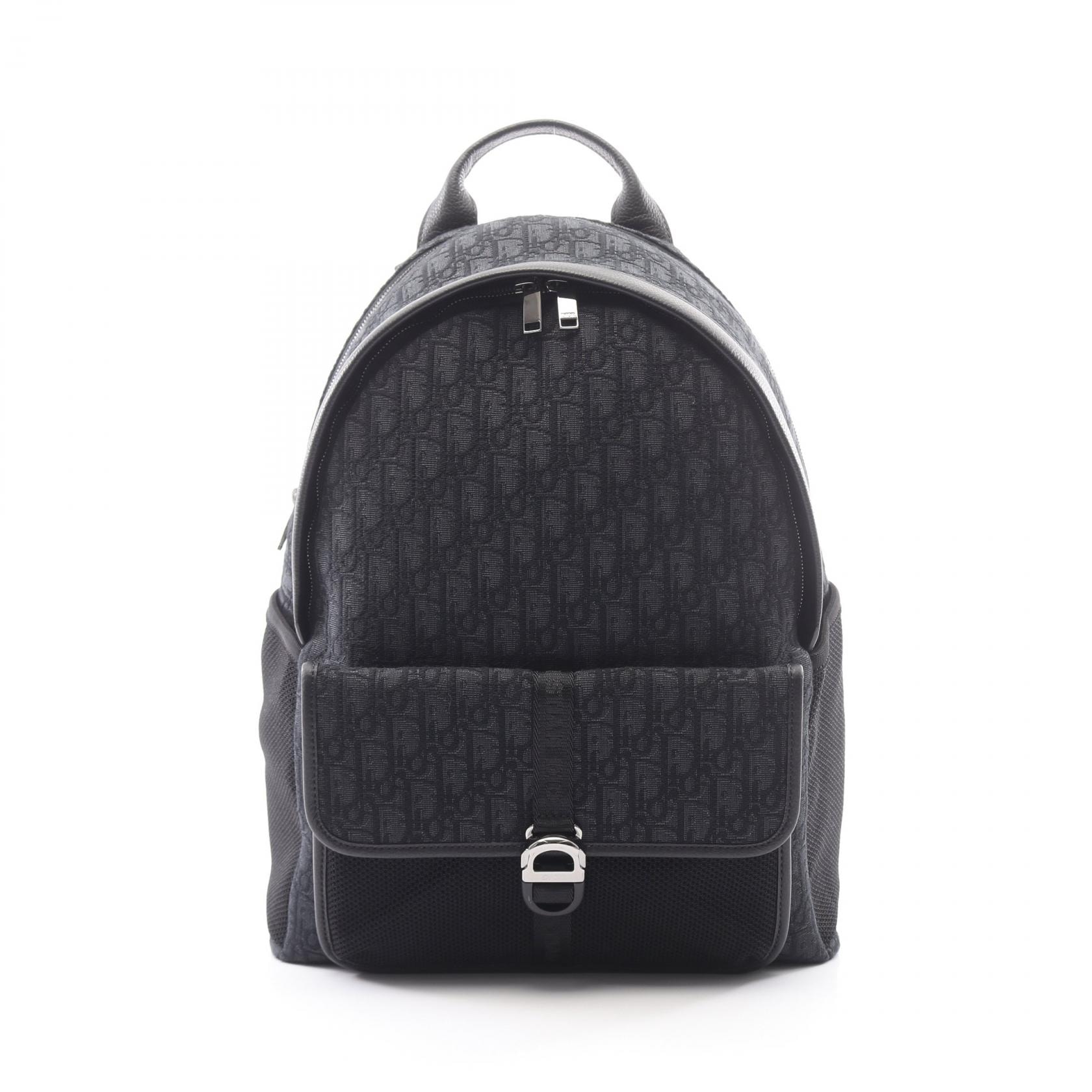 ディオール Dior DIOR 8 オブリーク リュックサック バックパック バッグ キャンバス レザー メンズ ブラック系 【中古】