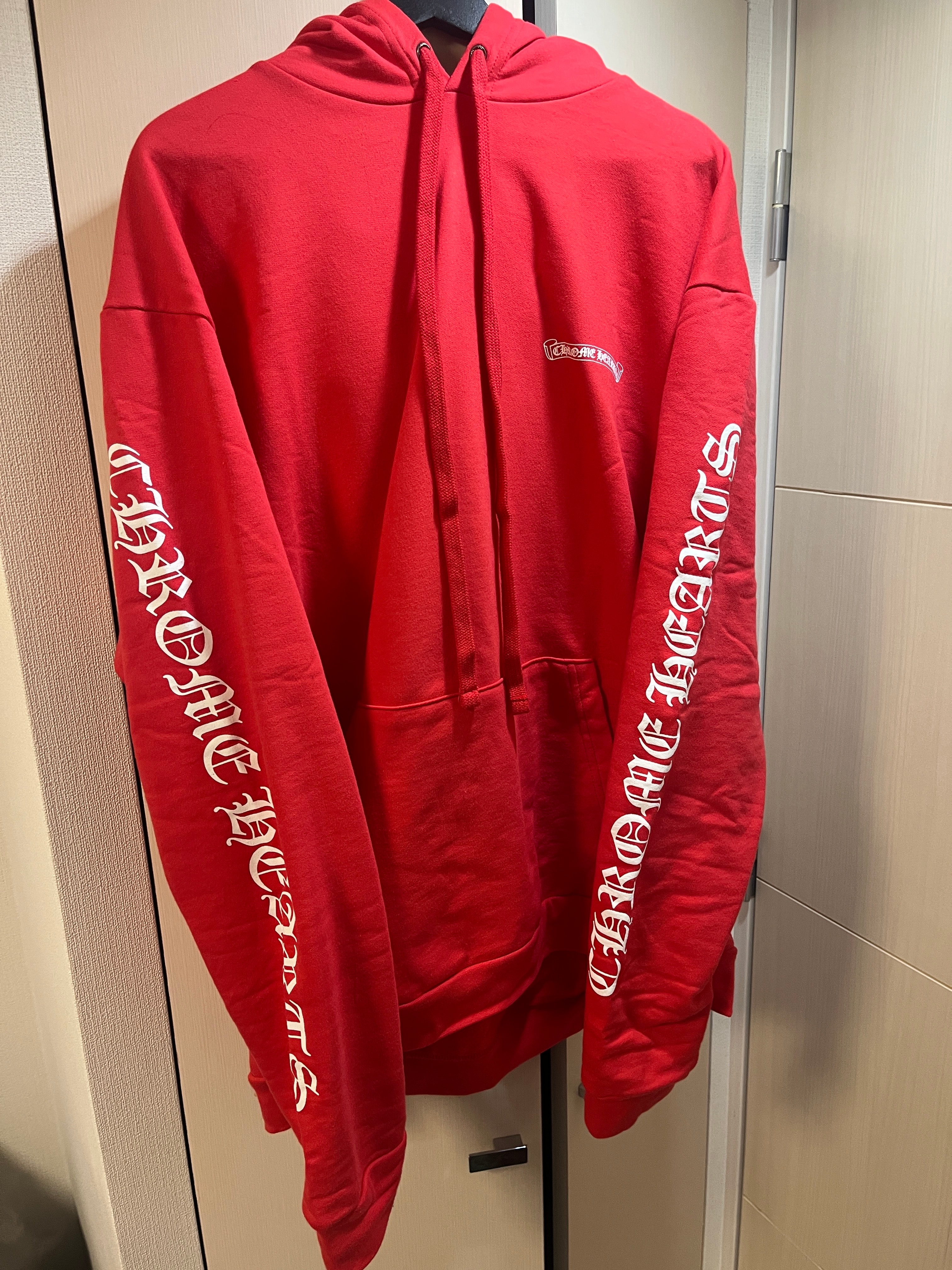 Chrome Hearts Scroll Logo Hoodie "Red/White"