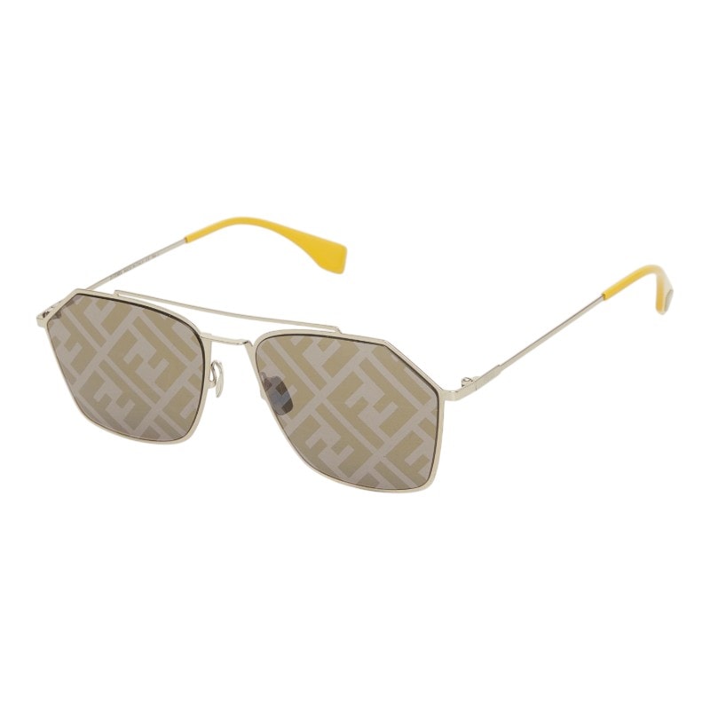 フェンディ ズッカ サングラス M0022/S ブラウン イエロー ゴールド プラスチック メッキ レディース FENDI 中古