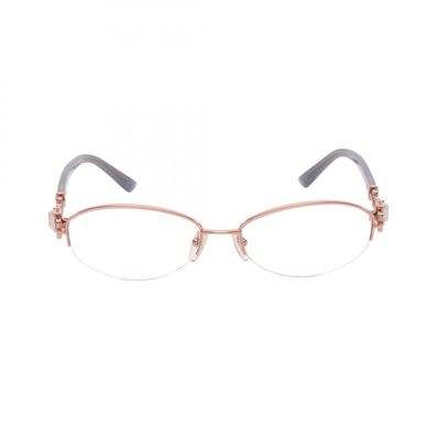 ブルガリ BVLGARI 度入り ハーフリム メガネ 衣料品 GP / プラスチック / ラインストーン レディース ゴールド系 / グレー系 2183BD 【中古】