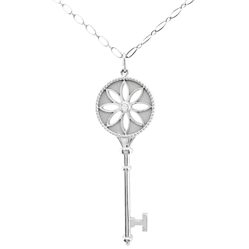 ティファニー デイジー キー  ネックレス 18金 K18ホワイトゴールド ダイヤモンド レディース TIFFANY&Co.  中古