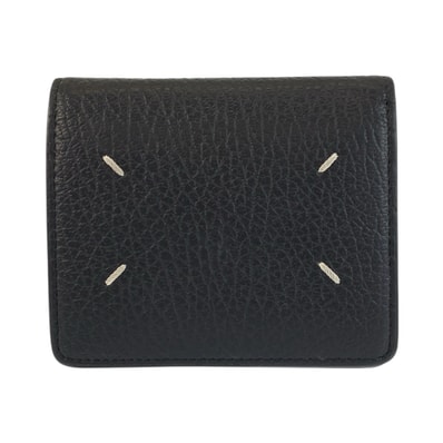 美品 Maison Margiela メゾン マルジェラ ブラック 黒 レザー 折り財布 コンパクトウォレット 男女兼用 601965 【中古】