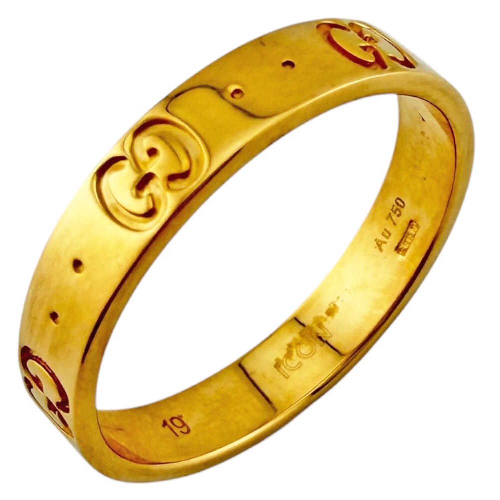 グッチ アイコン リング 指輪 18号 18金 K18イエローゴールド ユニセックス GUCCI  中古
