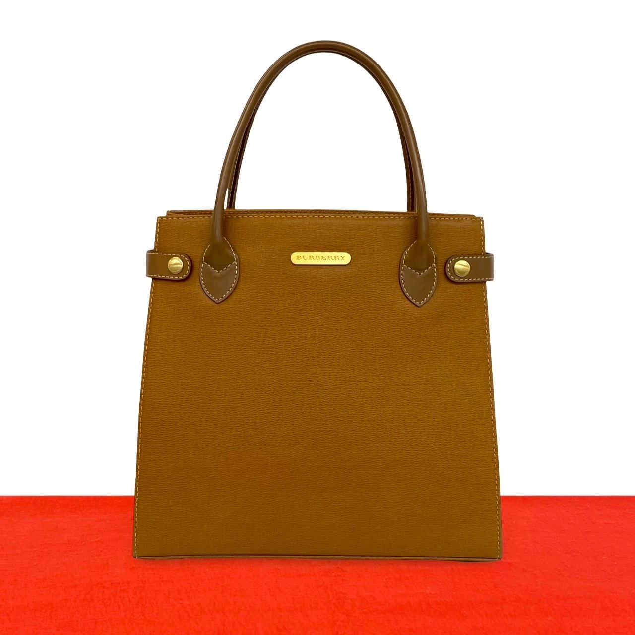 BURBERRY バーバリー ロゴ 金具 ノバチェック レザー ハンドバッグ ブラウン
86-10