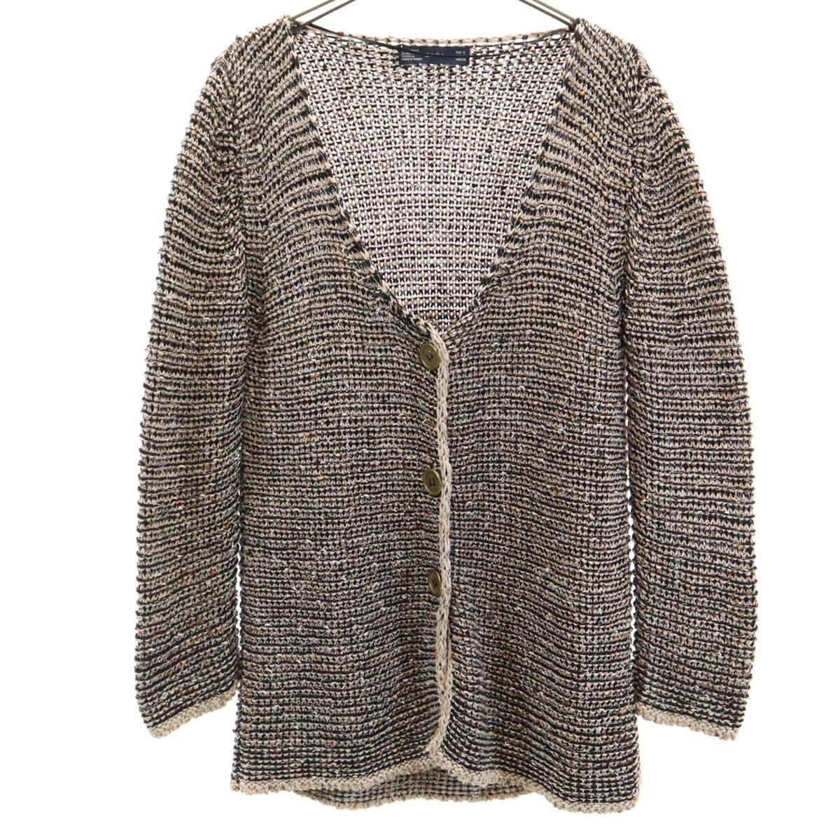ZARA ザラ 長袖 ニットカーディガン S ベージュ ラメ糸