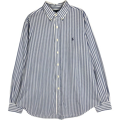 古着 90年代 ラルフローレン Ralph Lauren CLASSIC FIT 長袖 ボタンダウンストライプシャツ メンズL相当 ボタンダウン ヴィンテージ/eaa676557