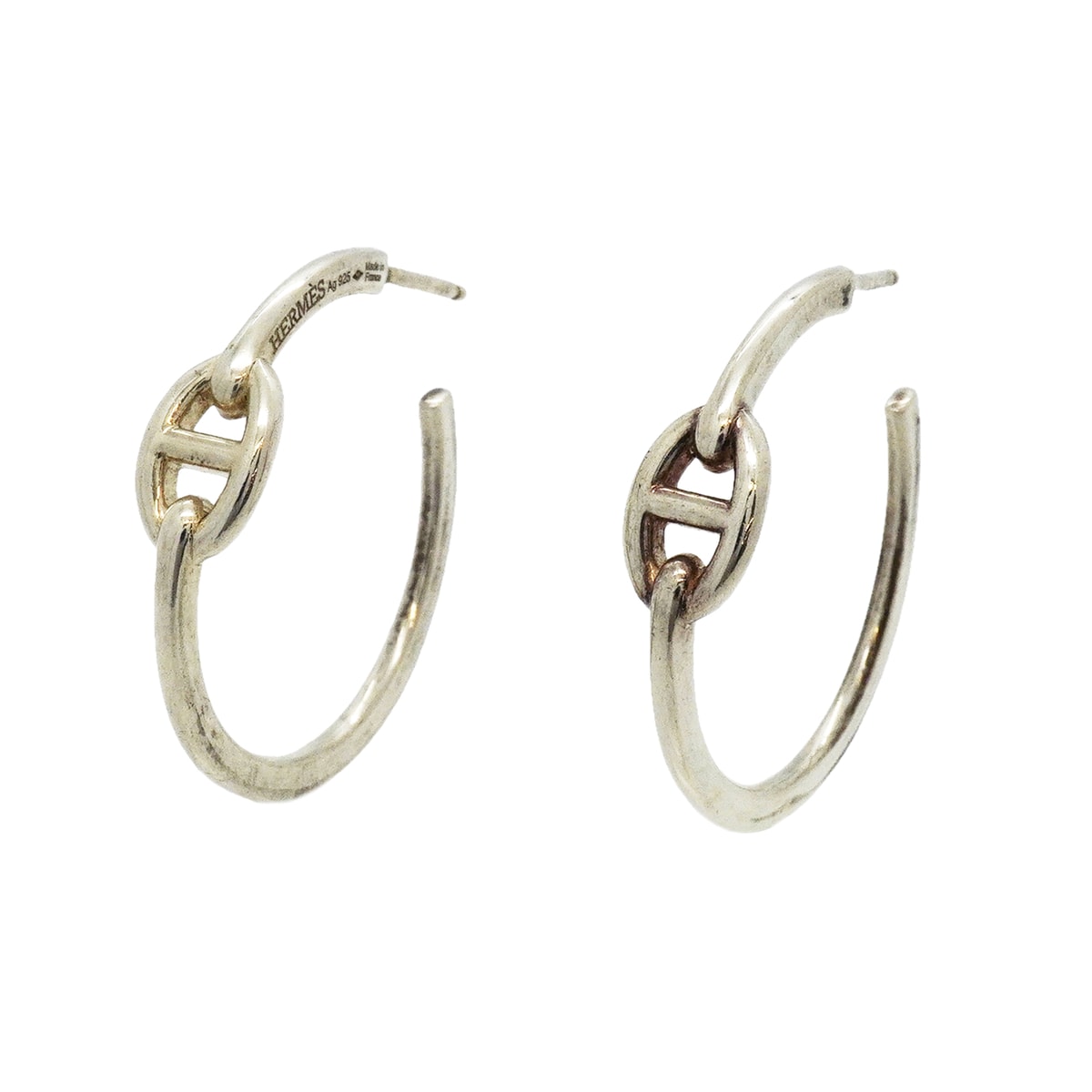 Hermes Chaine D'ancre Enchainee Earrings Large Model "Silver"