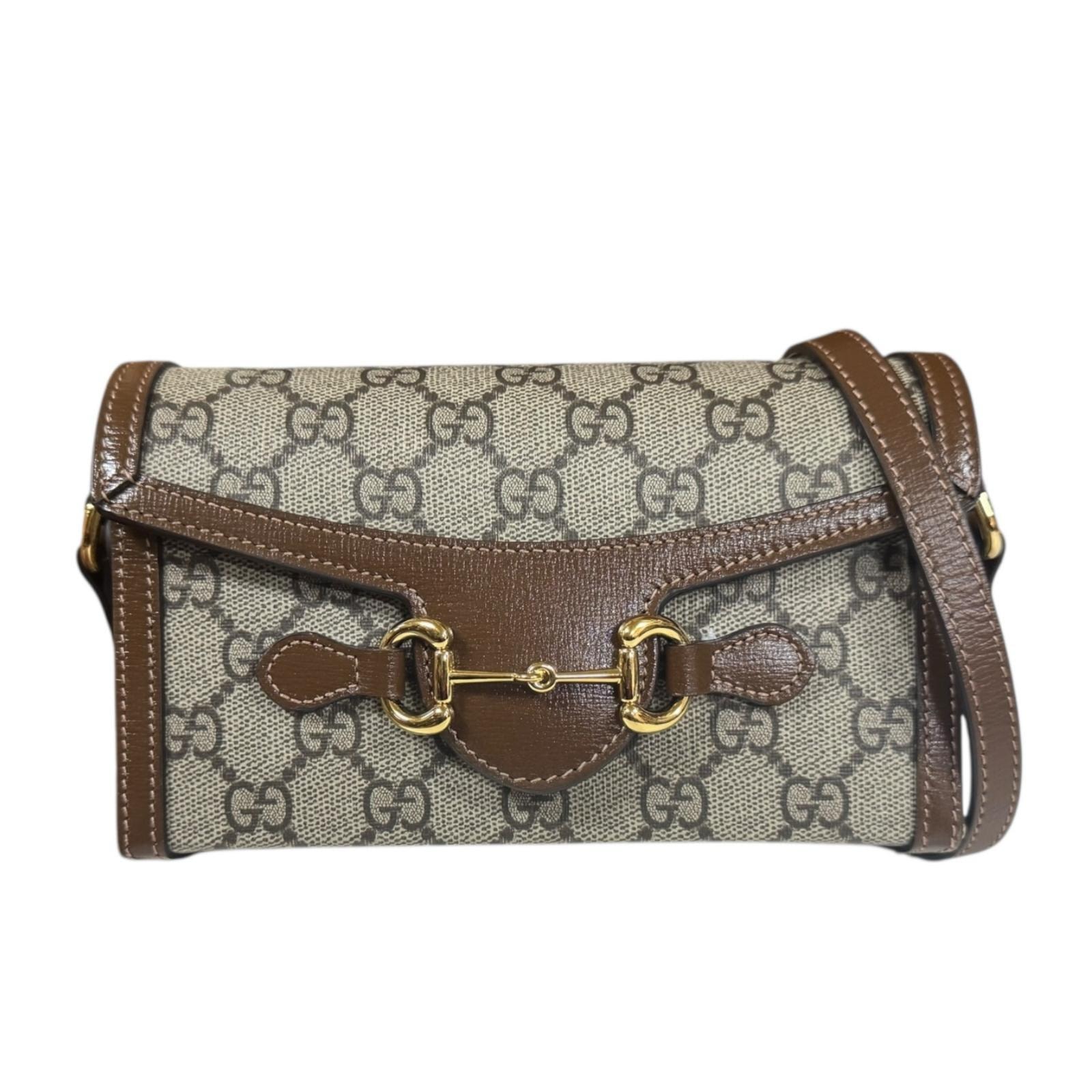 グッチ ミニバッグ ホースビット1955 ショルダーバッグ GGスプリームキャンバス 699296 ベージュ レディース GUCCI 中古