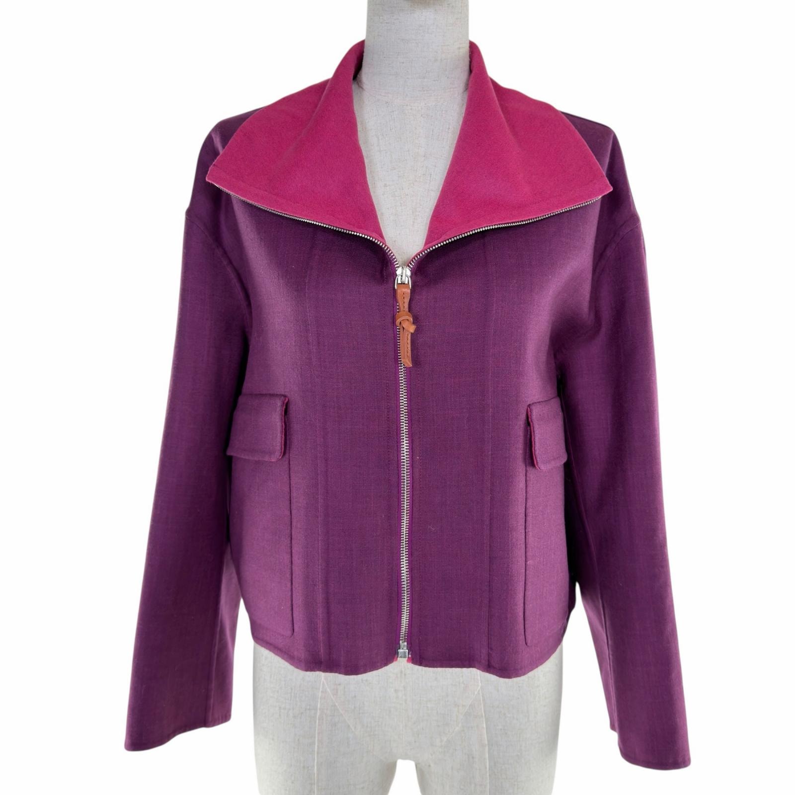 極美品 エルメス ジャケット パープル レディース 34 3E0207DC