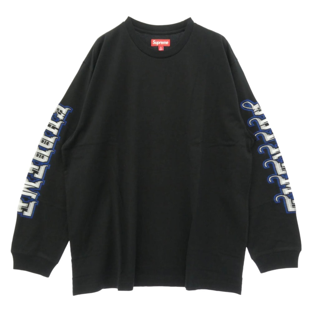 Supreme シュプリーム 25AW Intarsia Sleeve L/S Top インターシャ スリーブ 長袖 Tシャツ カットソー ブラック系 XL【極上美品】【中古】