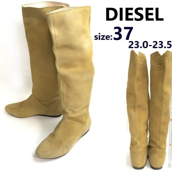ディーゼル/DIESEL★本革/スエードレザー/ロングブーツ【レディース/size:37/23.5程度/ベージュイエロー】Leather/Boots/shoes◆cWB101-34
