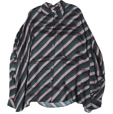 新品 DRIES VAN NOTEN ドリスヴァンノッテン 25AW CASIA 2256 W.W.SHIRT レジメンタルストライプ レーヨンオーバーサイズシャツ 252-010700-2256-605 XS BOTTLE 定価132,000円 長袖