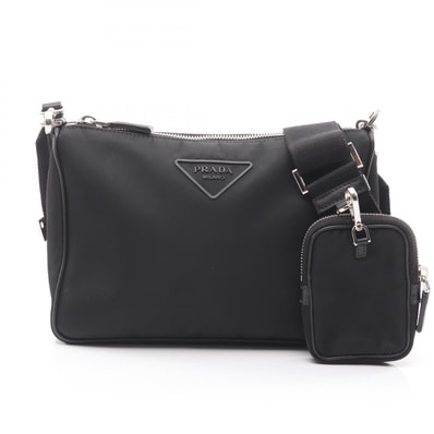 プラダ PRADA ショルダーバッグ バッグ ナイロン サフィアーノレザー メンズ レディース ブラック系 2VH113 【中古】