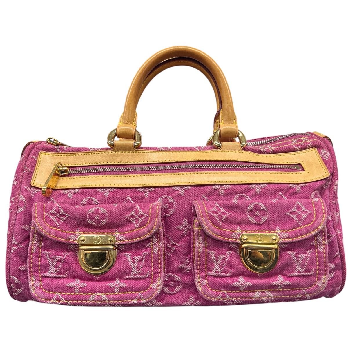 LOUIS VUITTON 希少 美品 ルイヴィトン ネオスピーディ モノグラムデニム ハンドバッグ ミニボストン M95214 デニム レザー SP0086 ピンク ベージュ Y2K ヴィンテージ LV ヴィトン ABランク 中古 鑑定済 ヴィトンバッグ