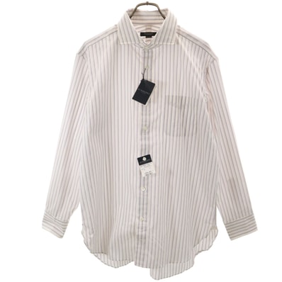 未使用 BURBERRY LONDON バーバリーロンドン 日本製 ストライプ柄 長袖 シャツ LL-86 ホワイト 三陽商会