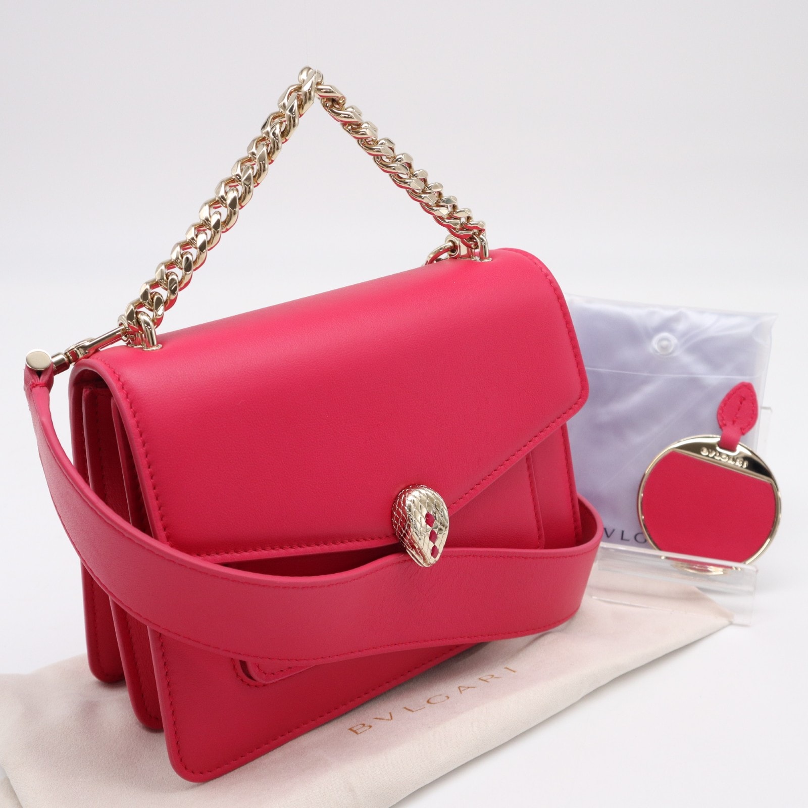 極美品 BVLGARI ブルガリ セルペンティ フォーエバー ハンドバッグ - 2wayショルダーバッグ ピンク カーフレザー レディース