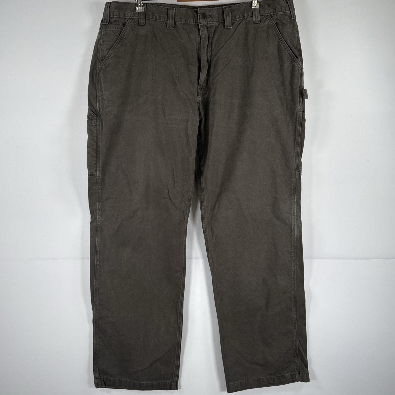古着 カーハート Carhartt ワークパンツ ペインターパンツ 作業着 ワンポイント ロゴ ストレート 大きいサイズ w44 L32  カーキ メンズ