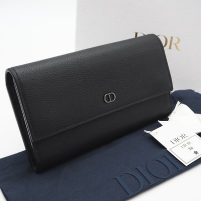 美品 Dior ディオール CDIcon ロング フラップウォレット 2ICBC348IDC_H08G 長財布 ブラック カーフレザー メンズ