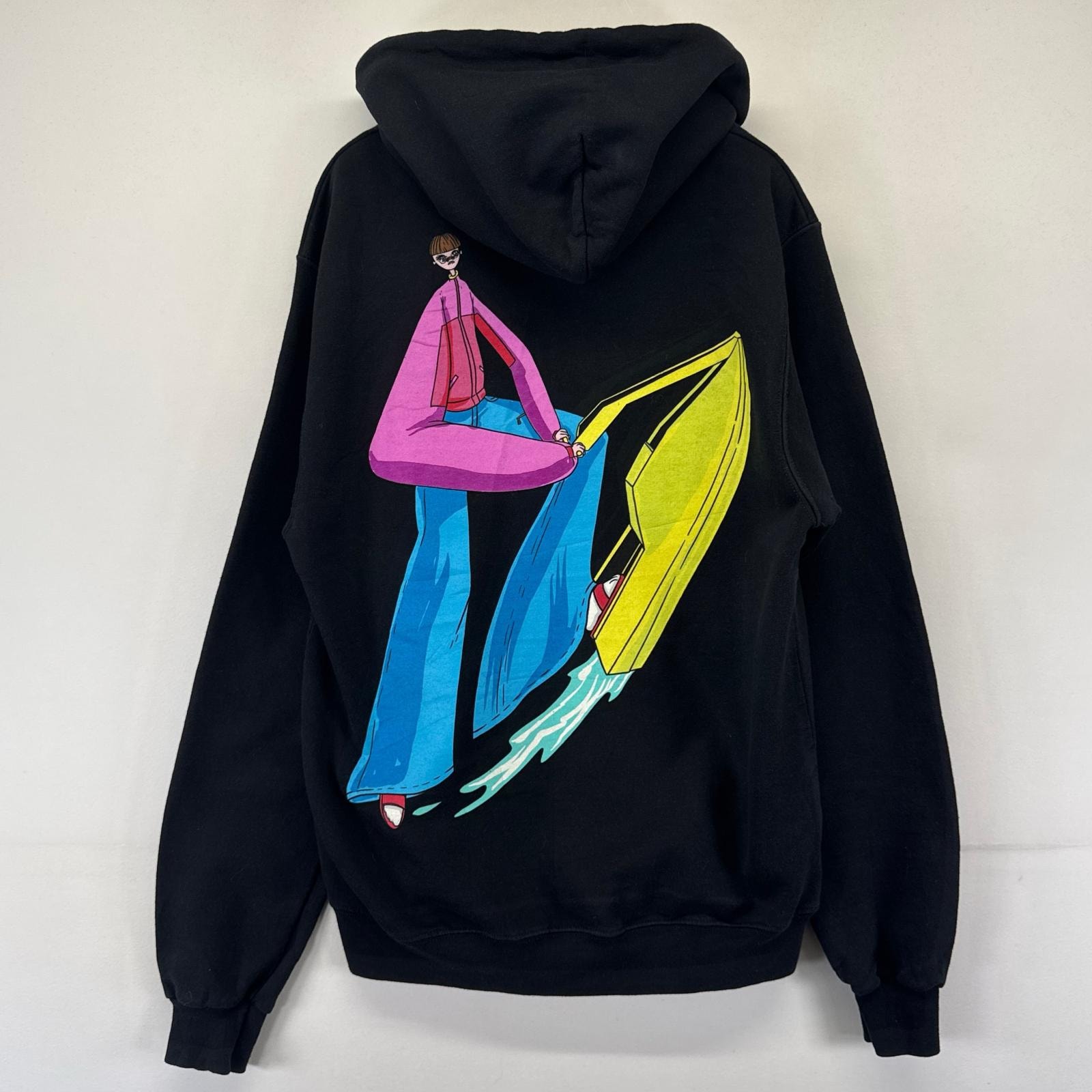 古着 チャンピオン Champion パーカー プルオーバー バックプリント スウェット S ブラック系 プリント メンズ