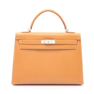 エルメス HERMES ケリー32 ナチュラル 外縫い 2WAY ハンドバッグ バッグ レザー ヴォーシャモニー ナチュラル □I刻印(2005年製造) レディース ブラウン系 【中古】