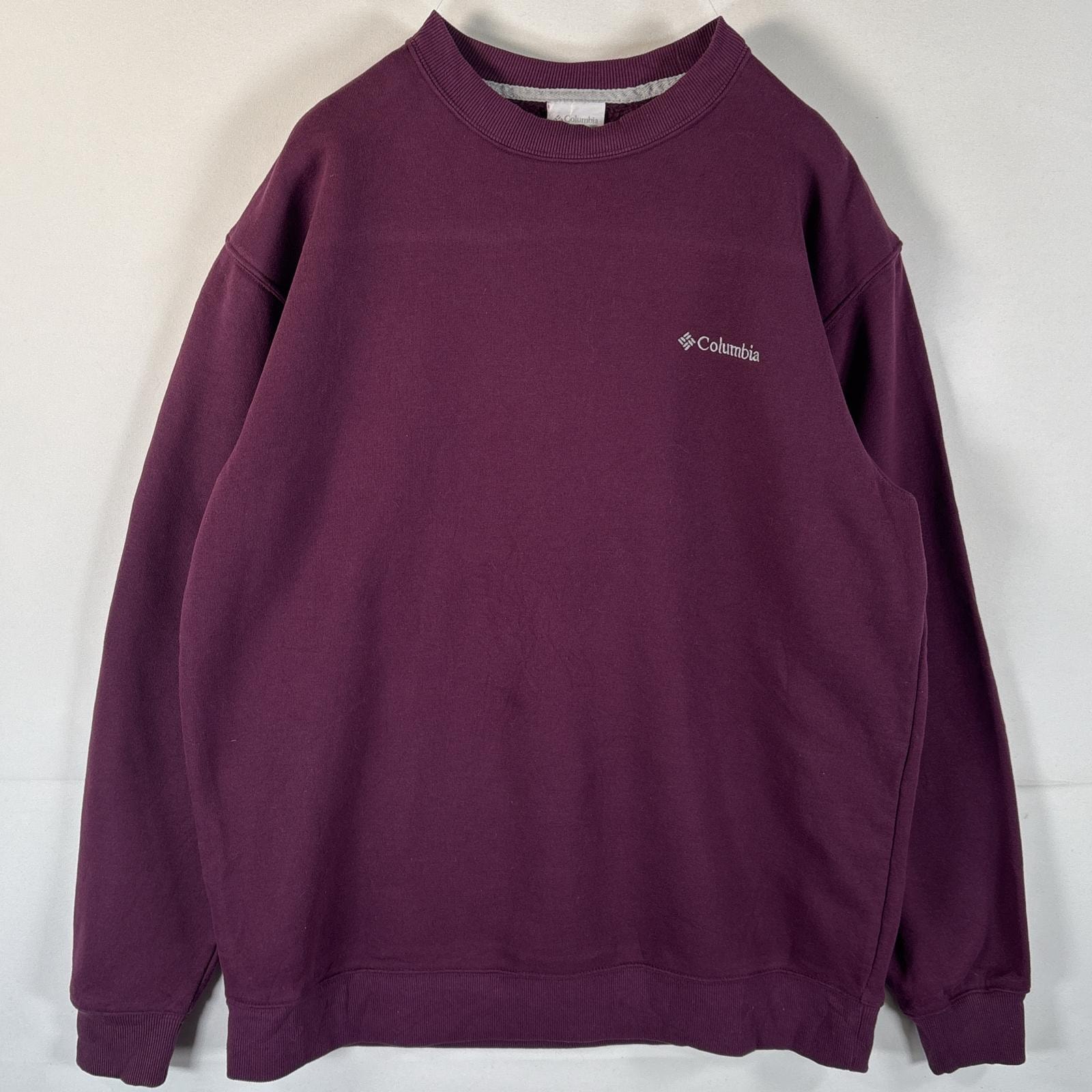 古着 コロンビア Columbia スウェット ワンポイントロゴ アウトドア スウェットシャツ クルーネック トレーナー L  パープル系 メンズ