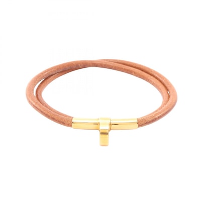 エルメス HERMES ドゥーブルケリー チョーカー ブレスレット アクセサリー レザー GP(ゴールドメッキ) ゴールド レディース ブラウン系 / ゴールド系 【中古】